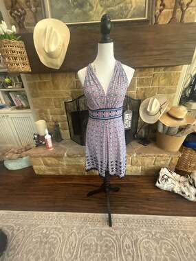 Max Studio Women's Geometric Print Sleeveless Halter Dress Size S